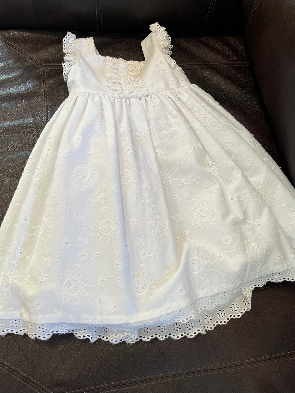 Laura Ashley White Eyelet Ruffled Strap Dress for Girls